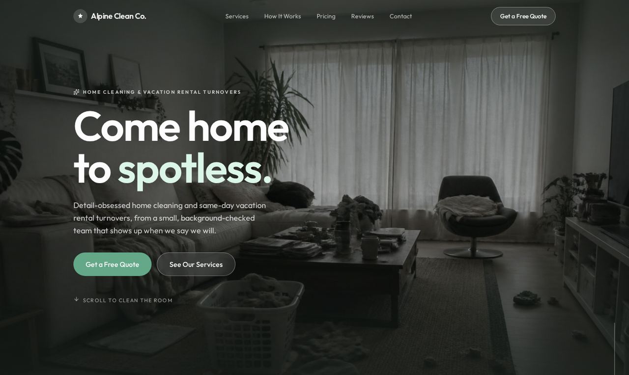 Preview of the Fresh Start Home Cleaning website