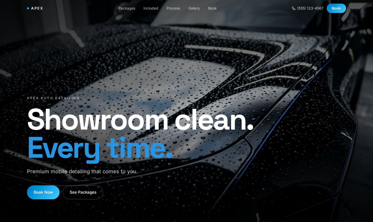 Preview of the Apex Auto Detail Co. website