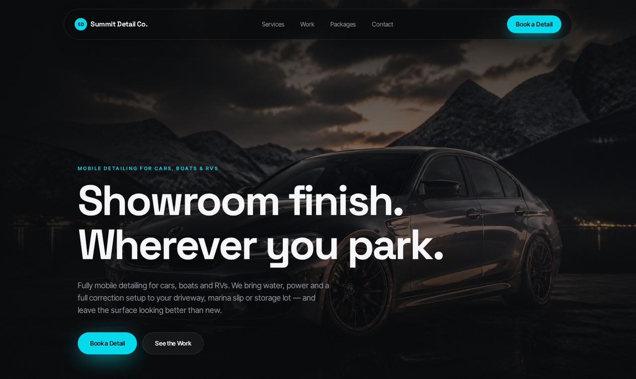 Preview of the Gloss Mobile Detailing website