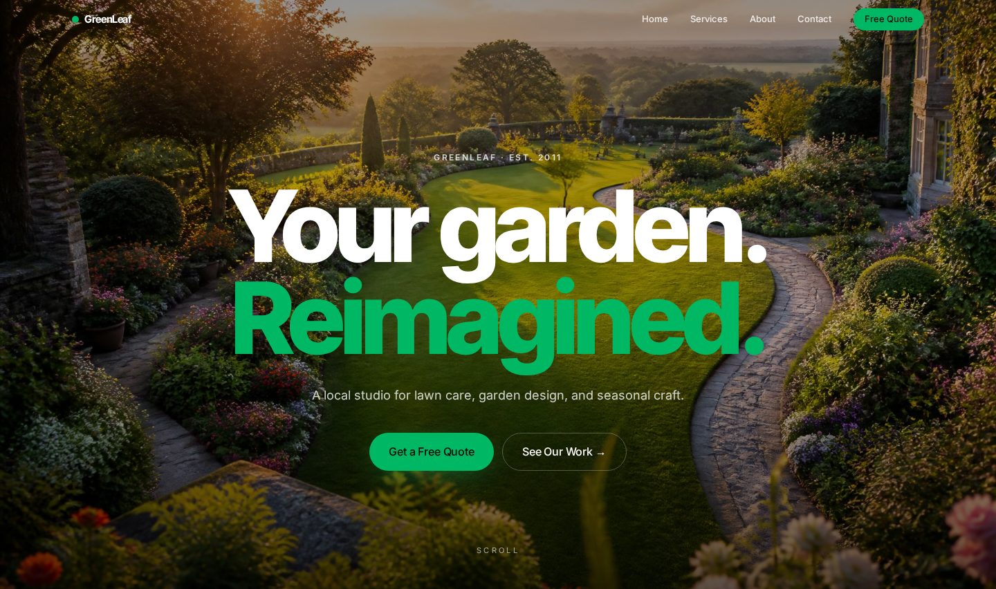 Homepage preview of the GreenLeaf Signature Gardens website