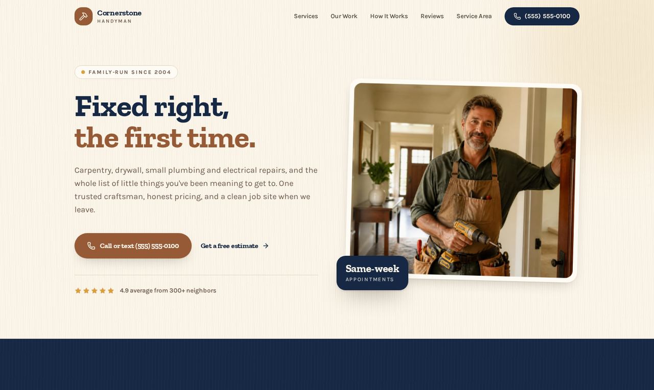 Preview of the Bayview Craft Handyman website