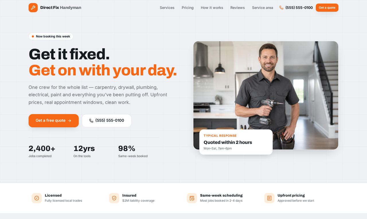 Preview of the Direct Home Repair website