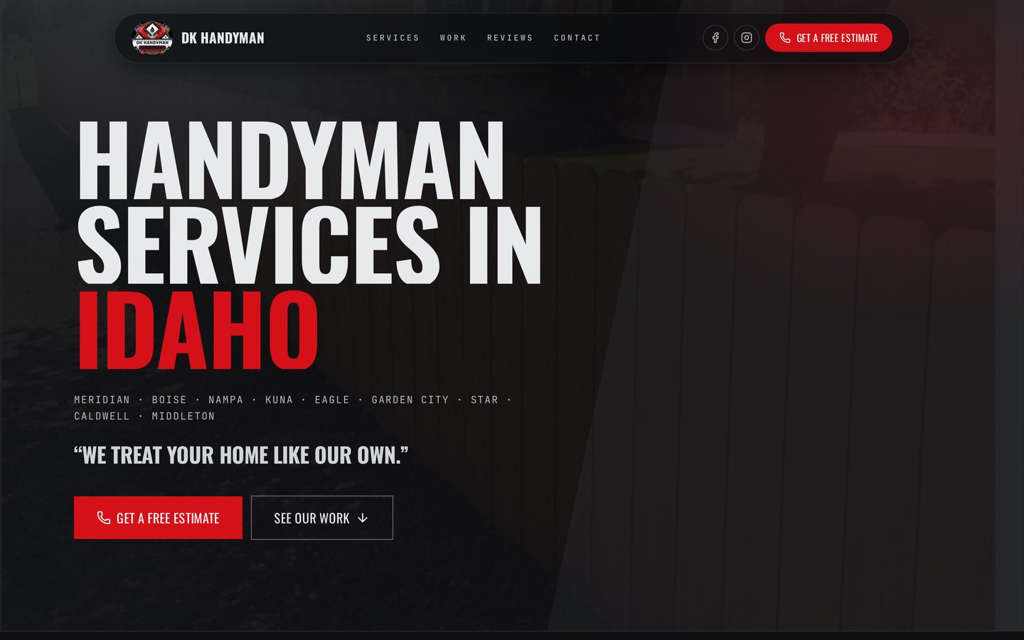 Preview of the DK Handyman LLC website