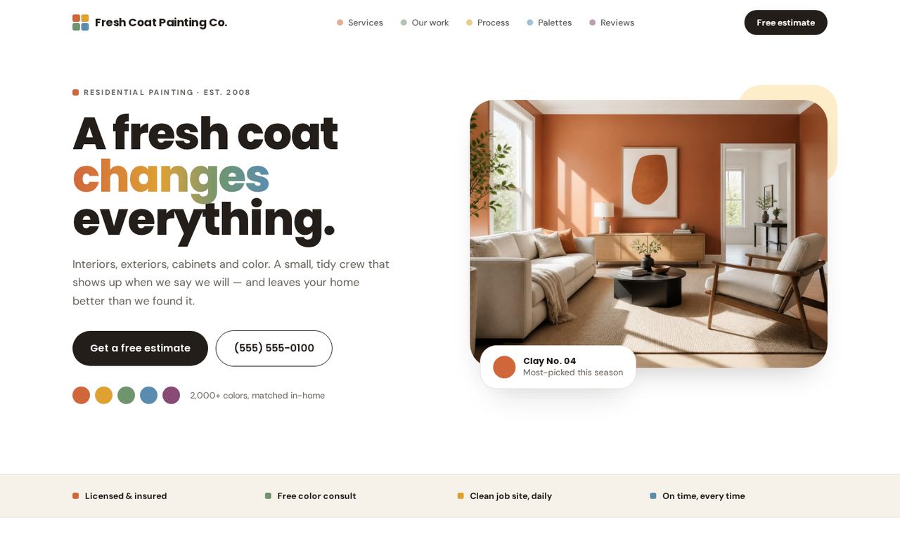 Preview of the Fresh Coat Painting Co. website