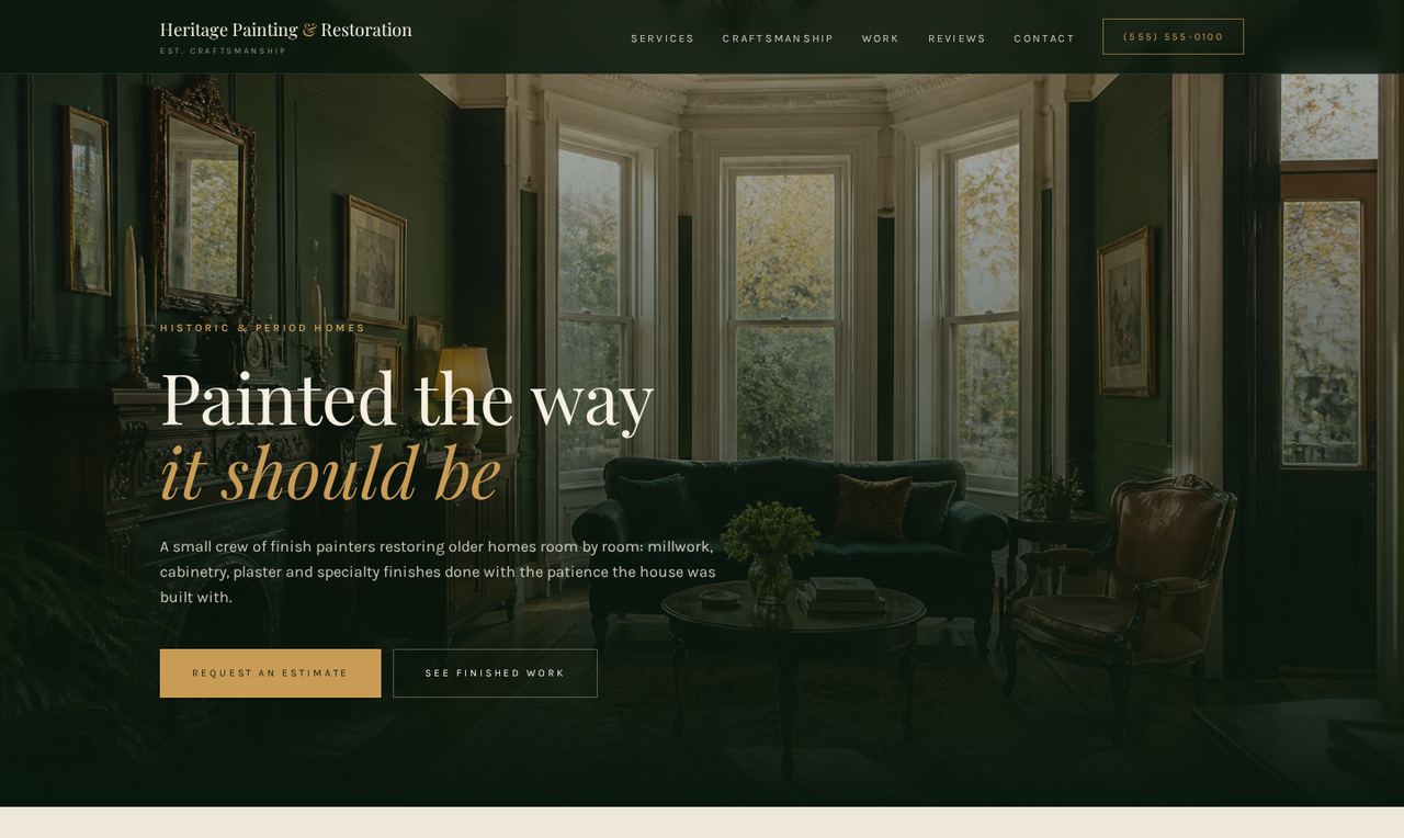 Preview of the Heritage House Painters website