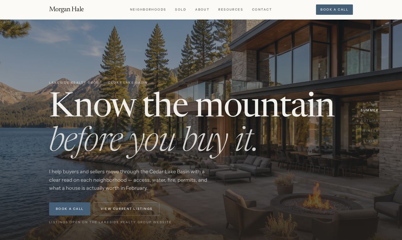 Homepage preview of the Marin & Oak Realty website