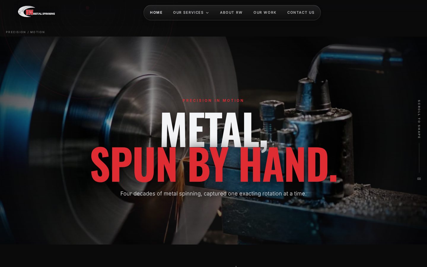 Preview of the RW Metal Spinning website