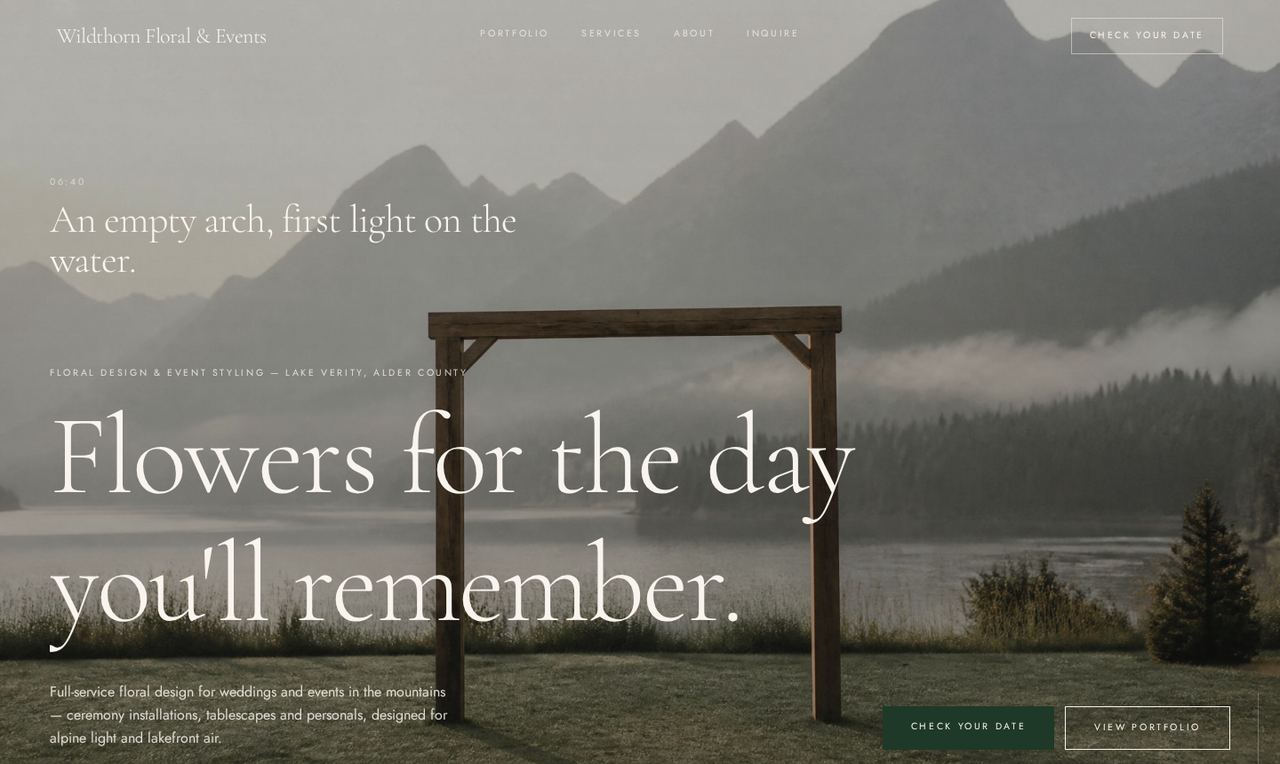 Homepage preview of the Wildfern Floral & Events website